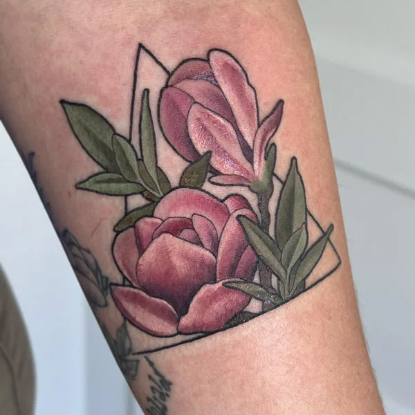 Magnolia Geometric Tattoo