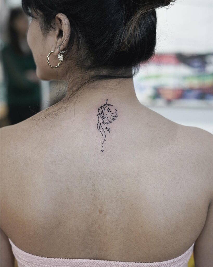 Majestic phoenix gorgeous phoenix tattoo for the nape of a females neck