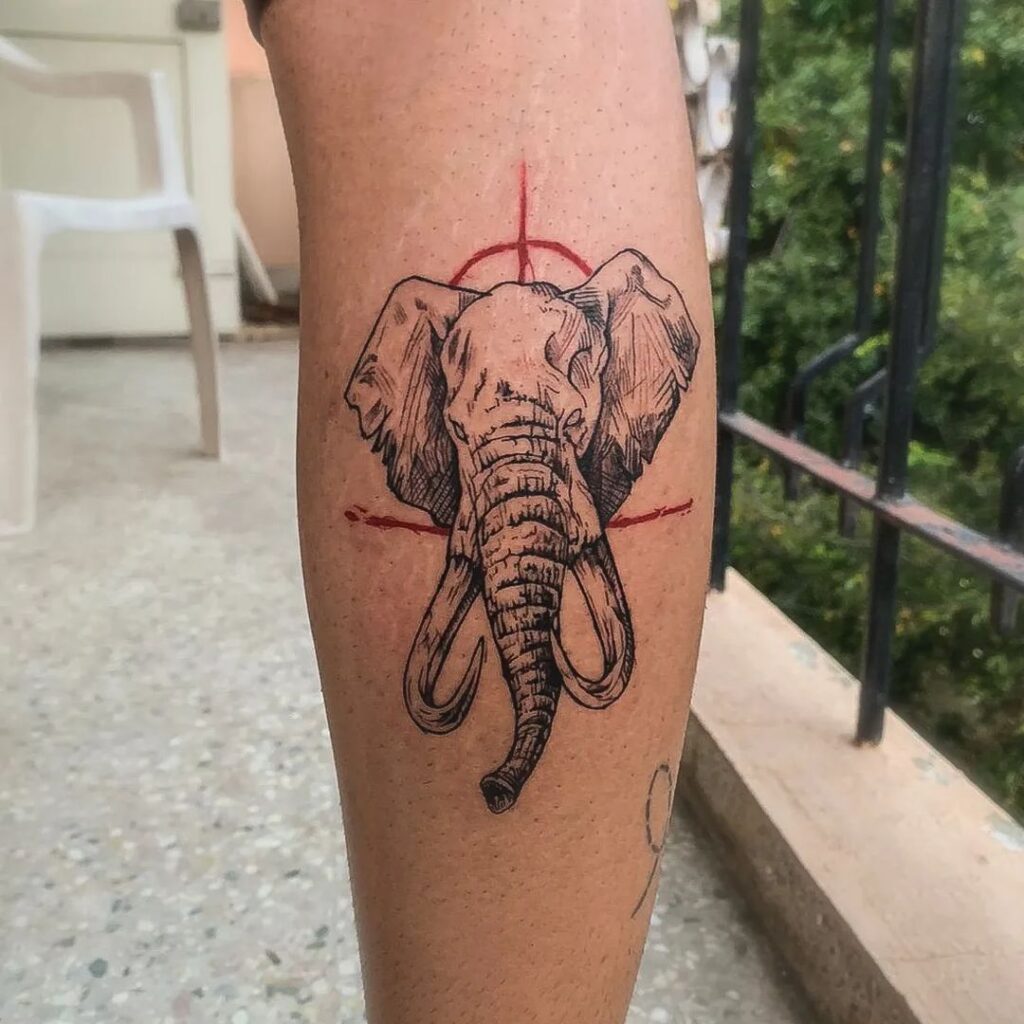 Majestic strength in art elephant face calf tattoo inspiration 