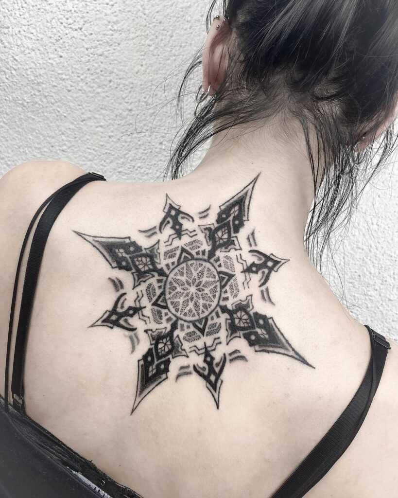 Mandala Design for Women on the Back of the Neck