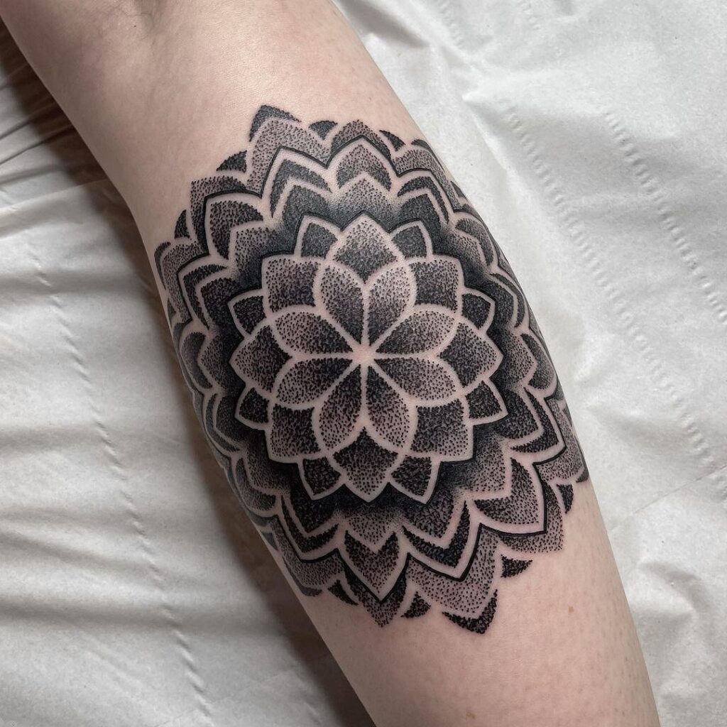 Mandala Tattoo Adorning the Calf with Artistic Flair: Calf Circles 
