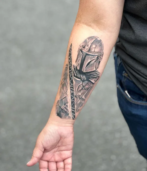 Mandalorian Forearm Tattoo 2