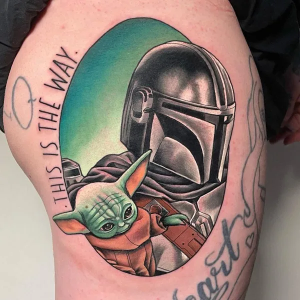 Mandalorian Thigh Tattoo 2