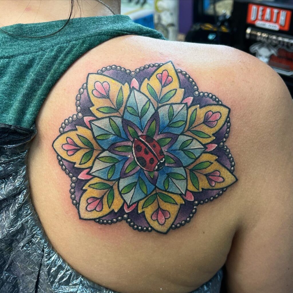 Mandela Art Women Ladybug Tattoo Design