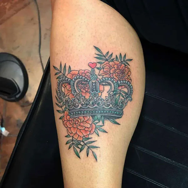 Marigold crown tattoo