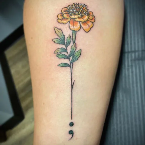 Marigold semicolon tattoo