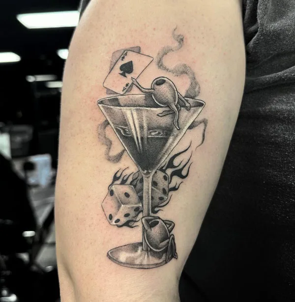 Martini dice tattoo
