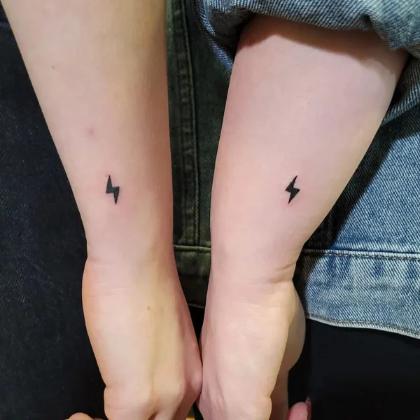 Matching Lightning bolt tattoo