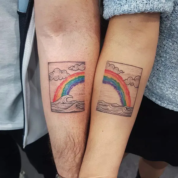 Matching Ocean wave tattoo