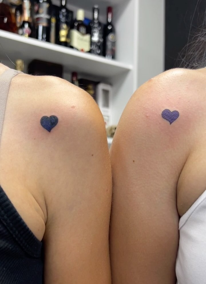 Matching Small Heart Mother Daughter Tattoos Symbolizing Love and Connection