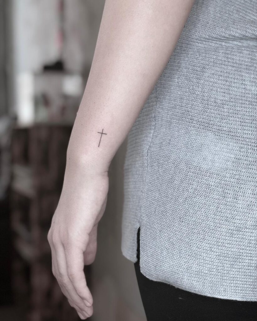 Meaningful Outer Wrist Small Cross Tattoos for Girl Personal Expression