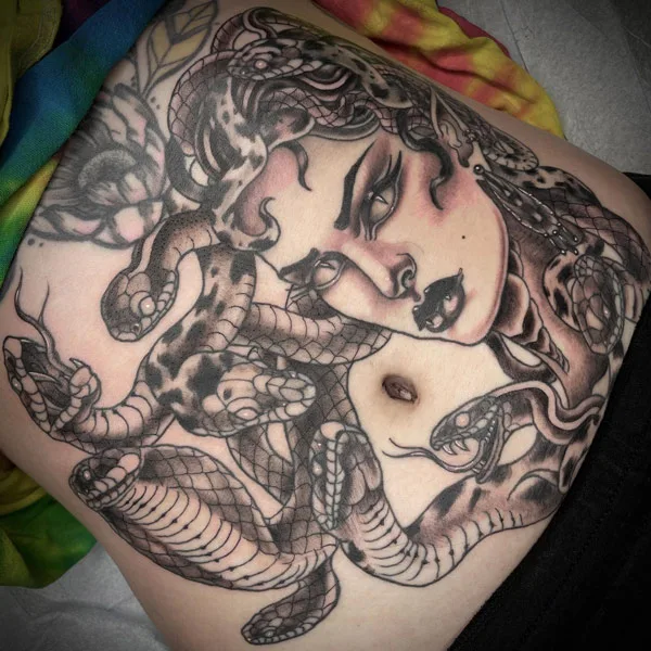 Medusa Stomach Tattoo