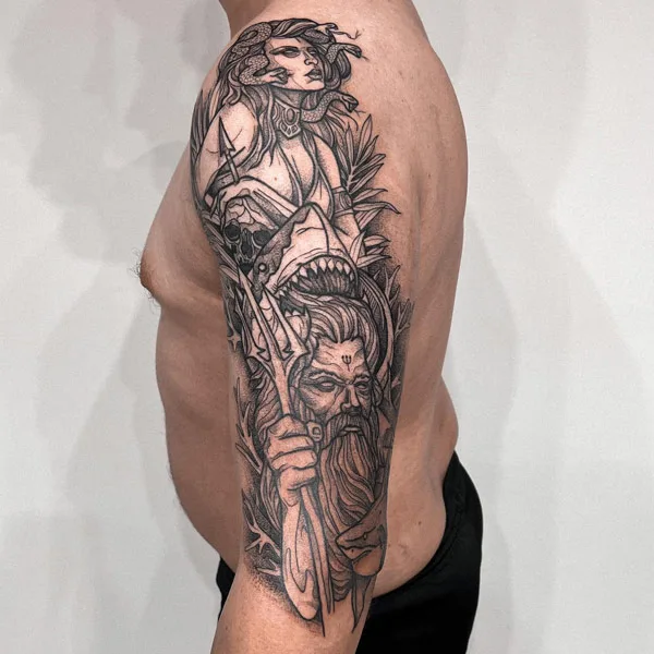 Medusa and Poseidon Tattoo 1