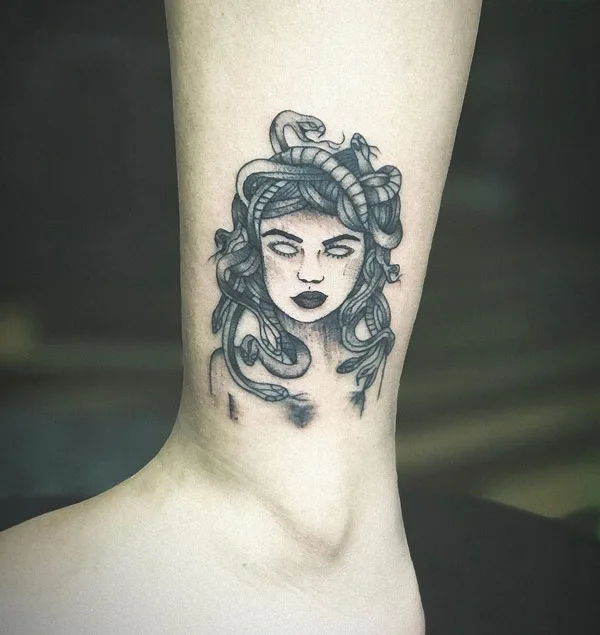 Medusa ankle tattoo