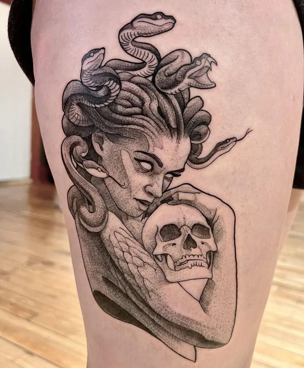 Medusa skull tattoo