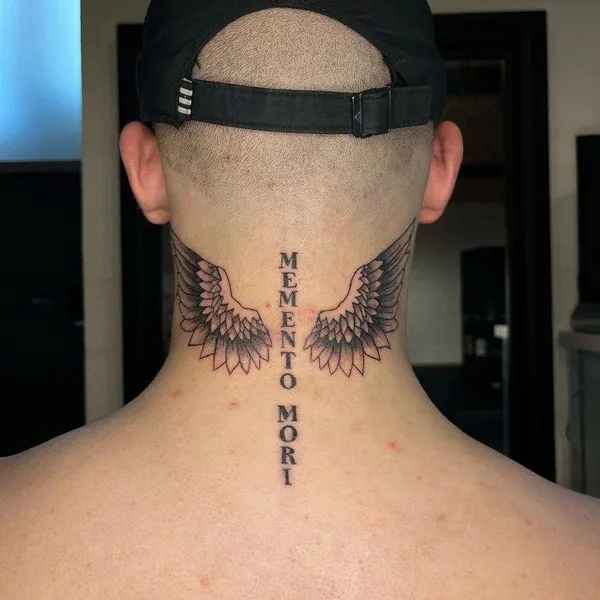 Memento Mori Angel Wing Tattoo