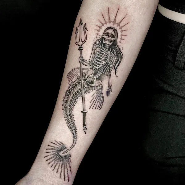Mermaid Skeleton Tattoo 2