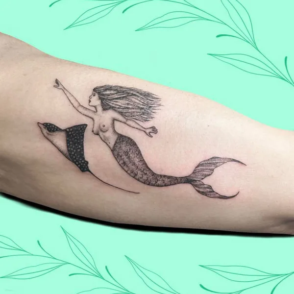 Mermaid and Stingray Tattoo