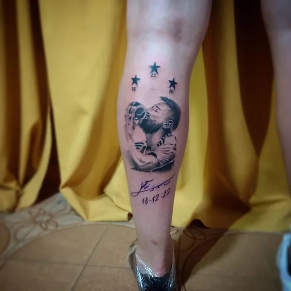 Messi Calf Tattoo