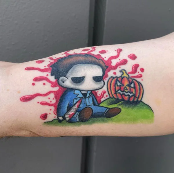 Michael Myers cartoon tattoo