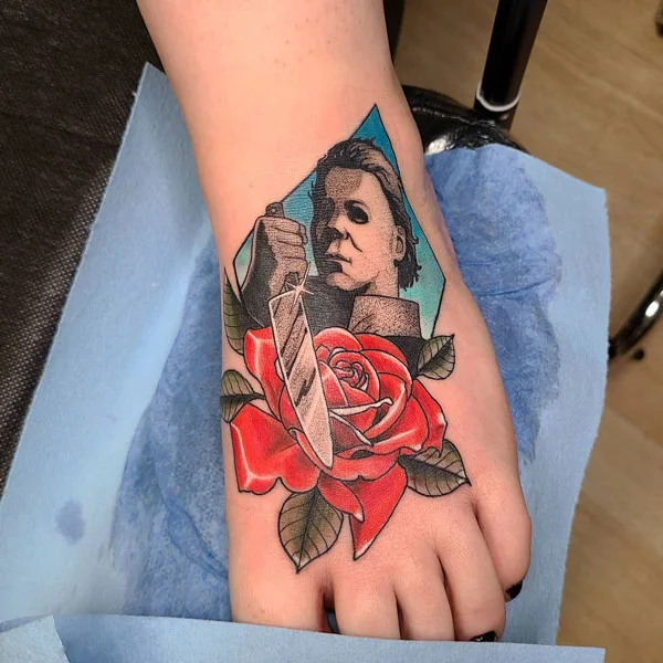 Michael Myers foot tattoo