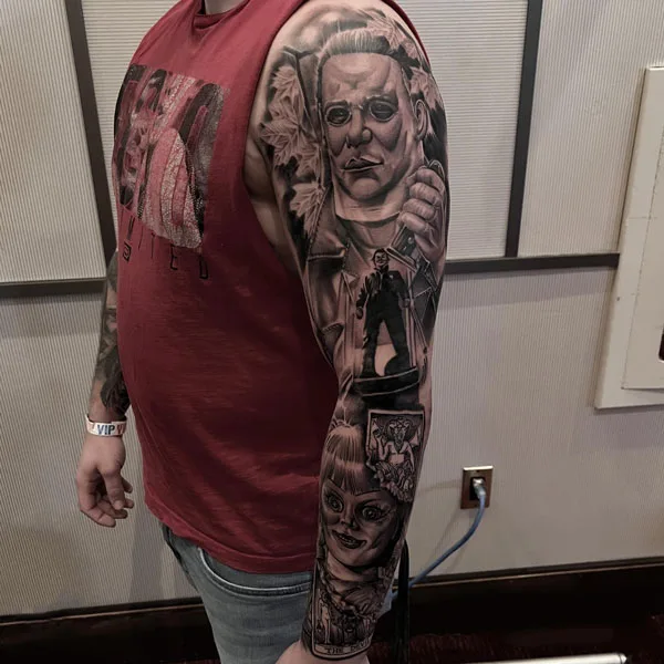 Michael Myers sleeve tattoo