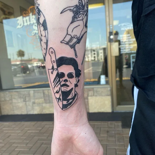 Michael Myers wrist tattoo