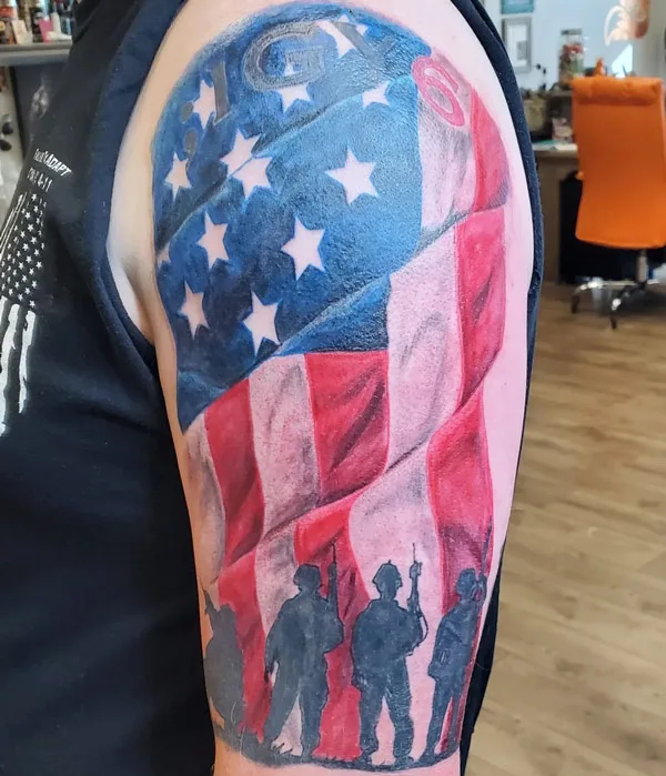 Military American Flag Tattoo 1