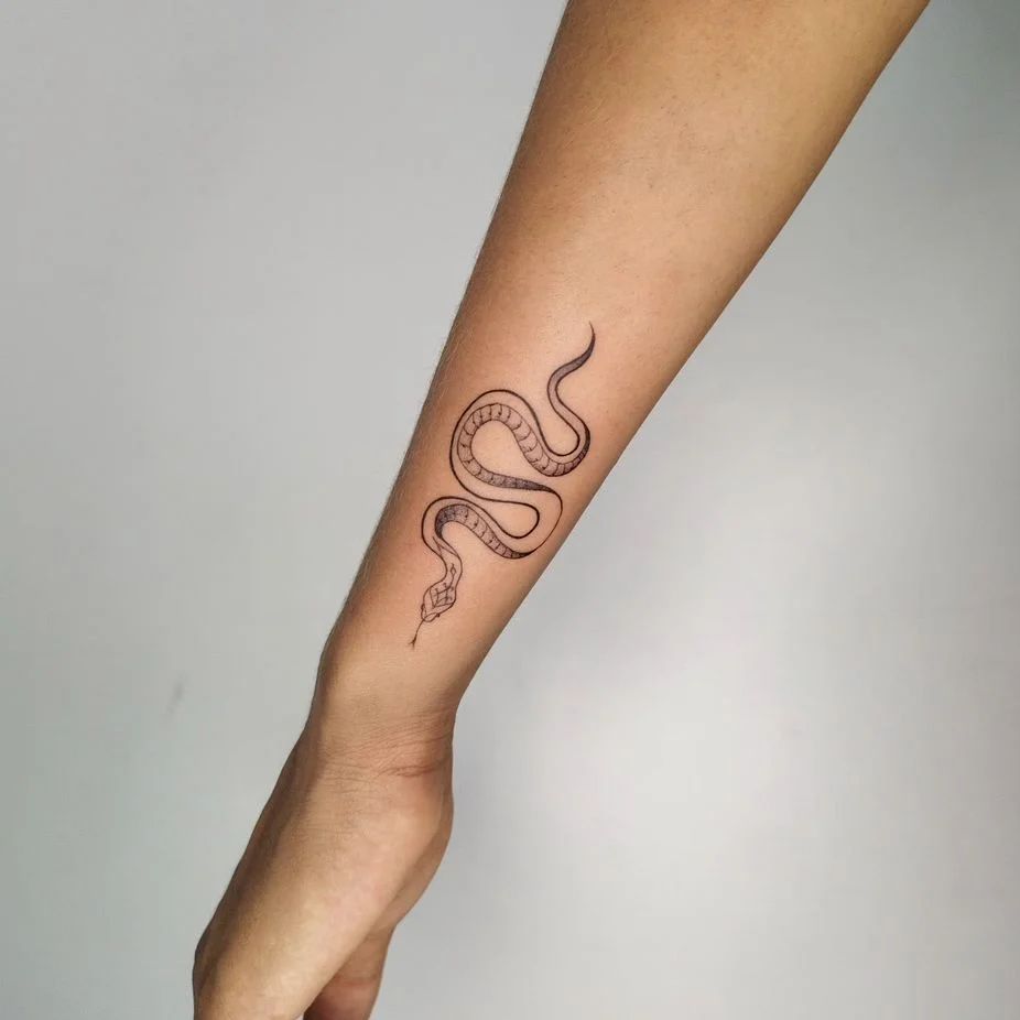 Mini Top View Cobra Tattoo on the Forearm with Intricate Details: Cobra Elegance