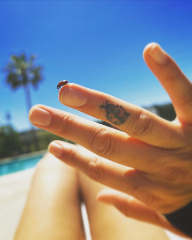 Minimalist Ladybug Tattoo on Index Finger Chic Finger Ink