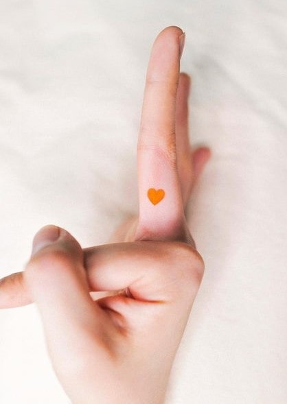Minimalist Middle Finger Love Heart Tattoo Design