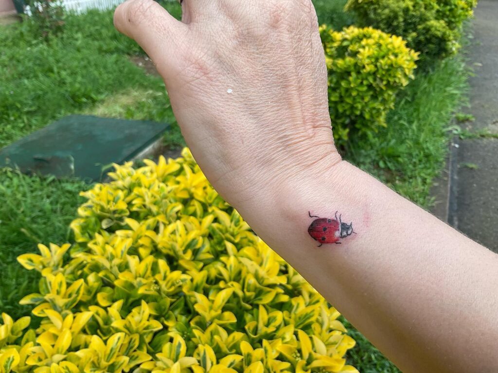 Minimalist Wrist Tattoo Ideas: Captivating Ladybug Design
