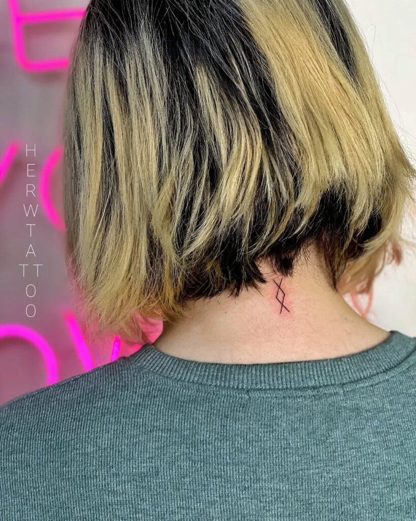 Minimalist Geometric Neck Tattoo Subtle Abstract and Stylish