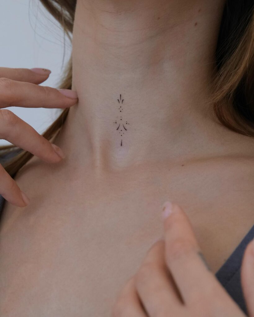 Minimalist Ornamental Neck Tattoo Fine Line Elegant Aesthetic