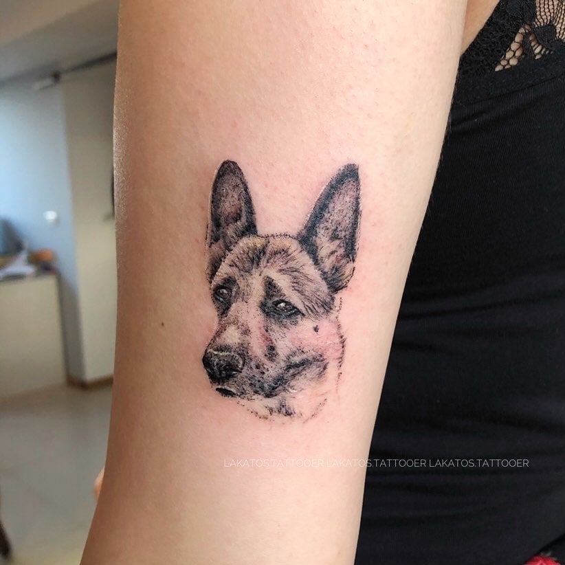 Minimalist standing ear german shepherds tattoos design Minimalist standing ear german shepherds tattoos design