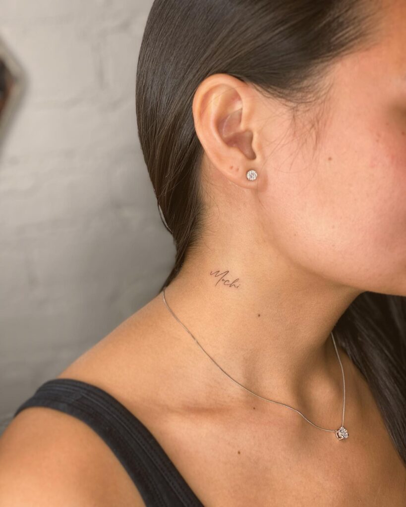 Mochi Name Tattoo Minimalist Cursive Elegant and Discreet