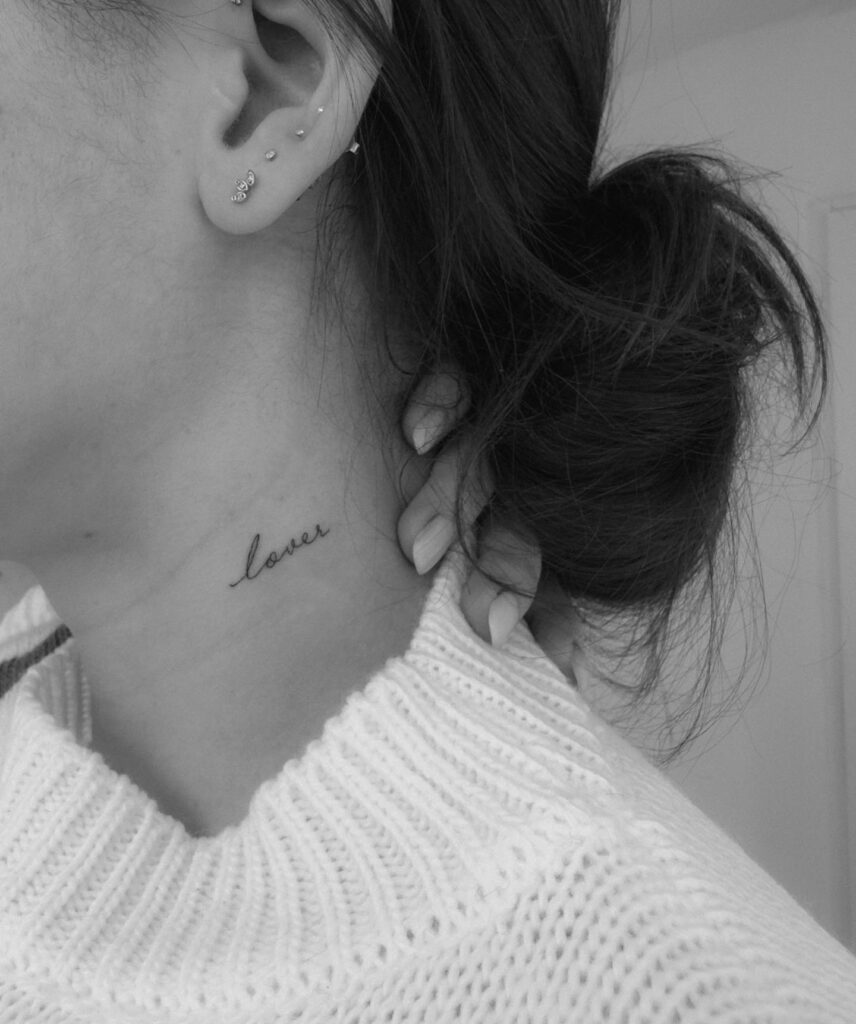 Modern calligraphy charm for side neck coolest stylish lover's quill poetry