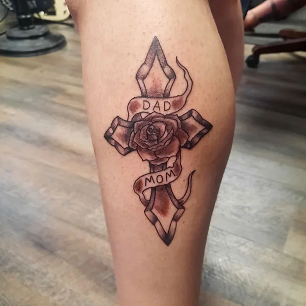 Mom and dad cross tattoo