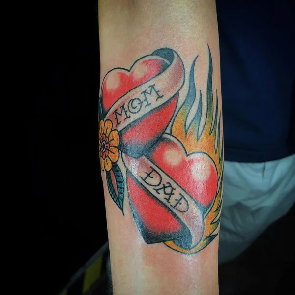 Mom and dad heart tattoo