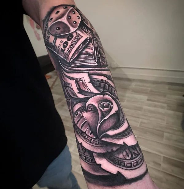 Money Rose Forearm Tattoo 2