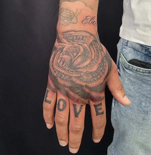 Money Rose Hand Tattoo 3