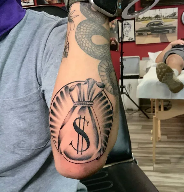 Money bag tattoo 45