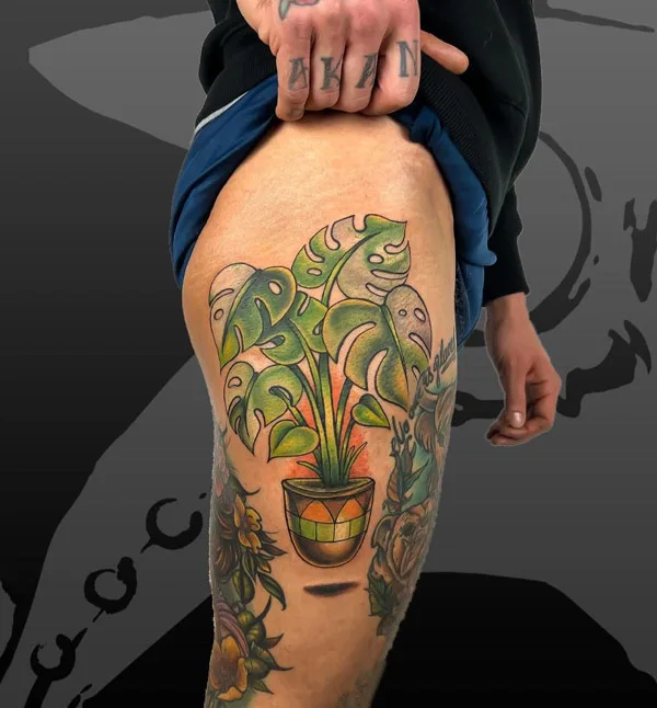 Monstera plant tattoo