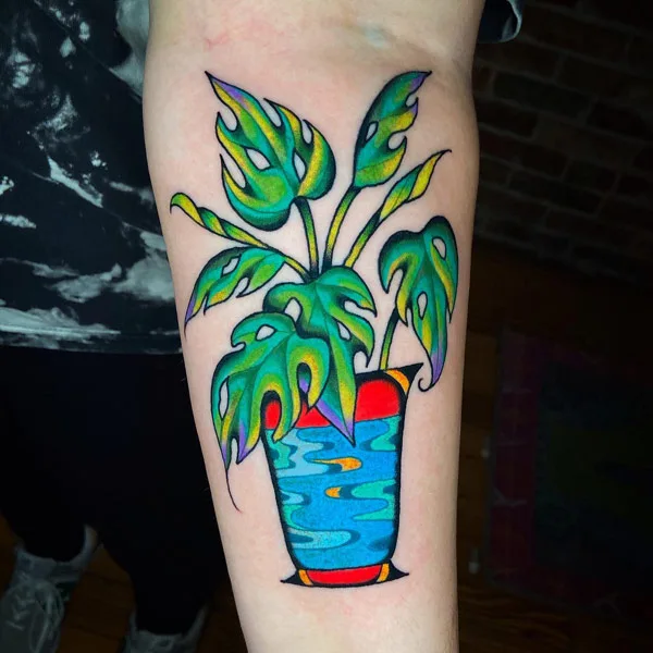 Monstera tattoo 2