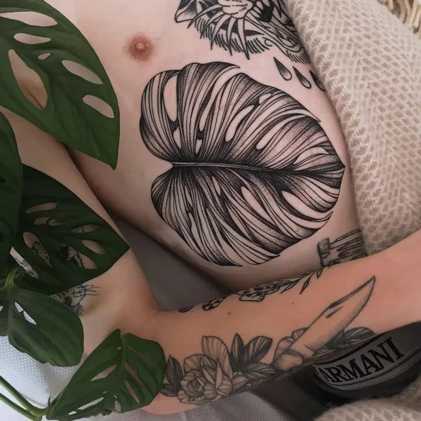 Monstera tattoo 4