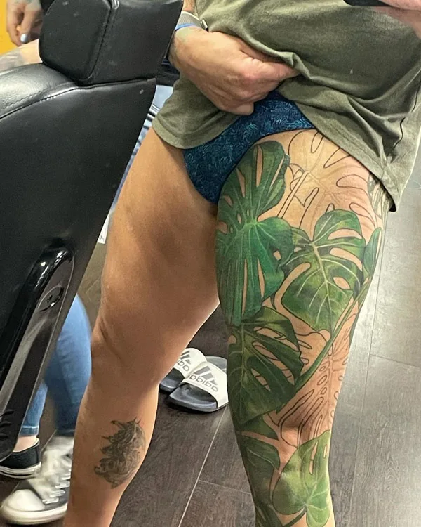 Monstera tattoo 55