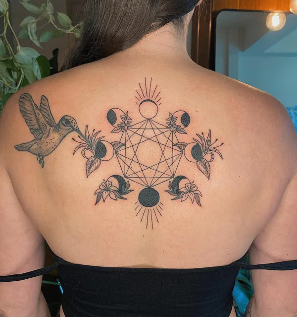 Moon Phase Back Tattoo
