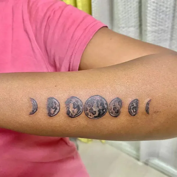 Moon Phase Forearm Tattoo 2