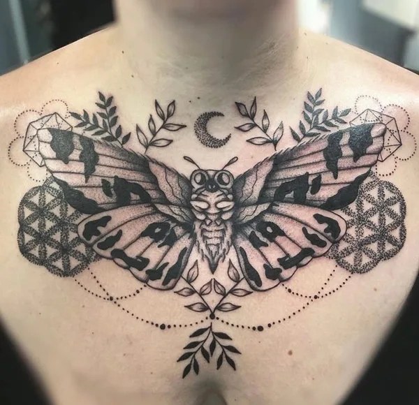 Moth Chest Tattoo 1