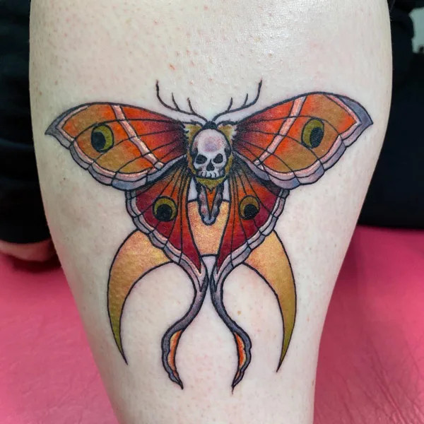 Moth and Moon Tattoo 2